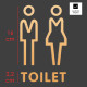 Toilet deurbord / Pictogrammen GOUD - Man + Vrouw 3D - hoogwaardig Acryl bord