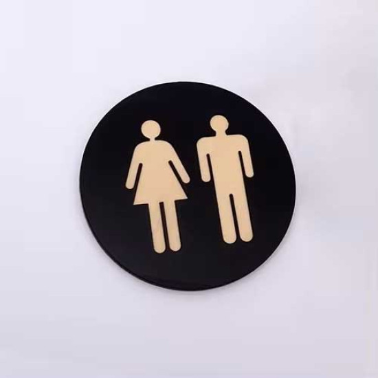 Toilet of kleedkamer rond deurbord / pictogram - Blinkend zwart - Man/vrouw