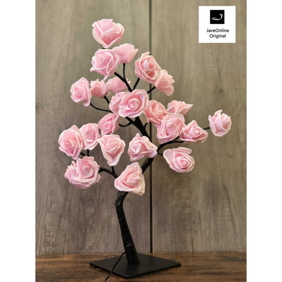 Rozenboom lamp - 24 LED - Roze blaadjes - Tafellamp - Decoratielamp - Liefdesontwerp