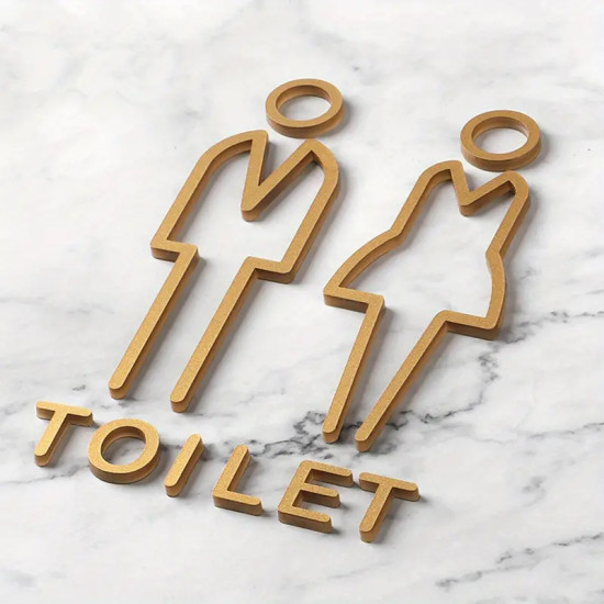 Toilet deurbord GOLD - man-vrouw 3d - hoogwaardig Acryl bord