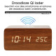 Houten wekker - Zwart - Draadloos laadstation - Thermometer - Kalender